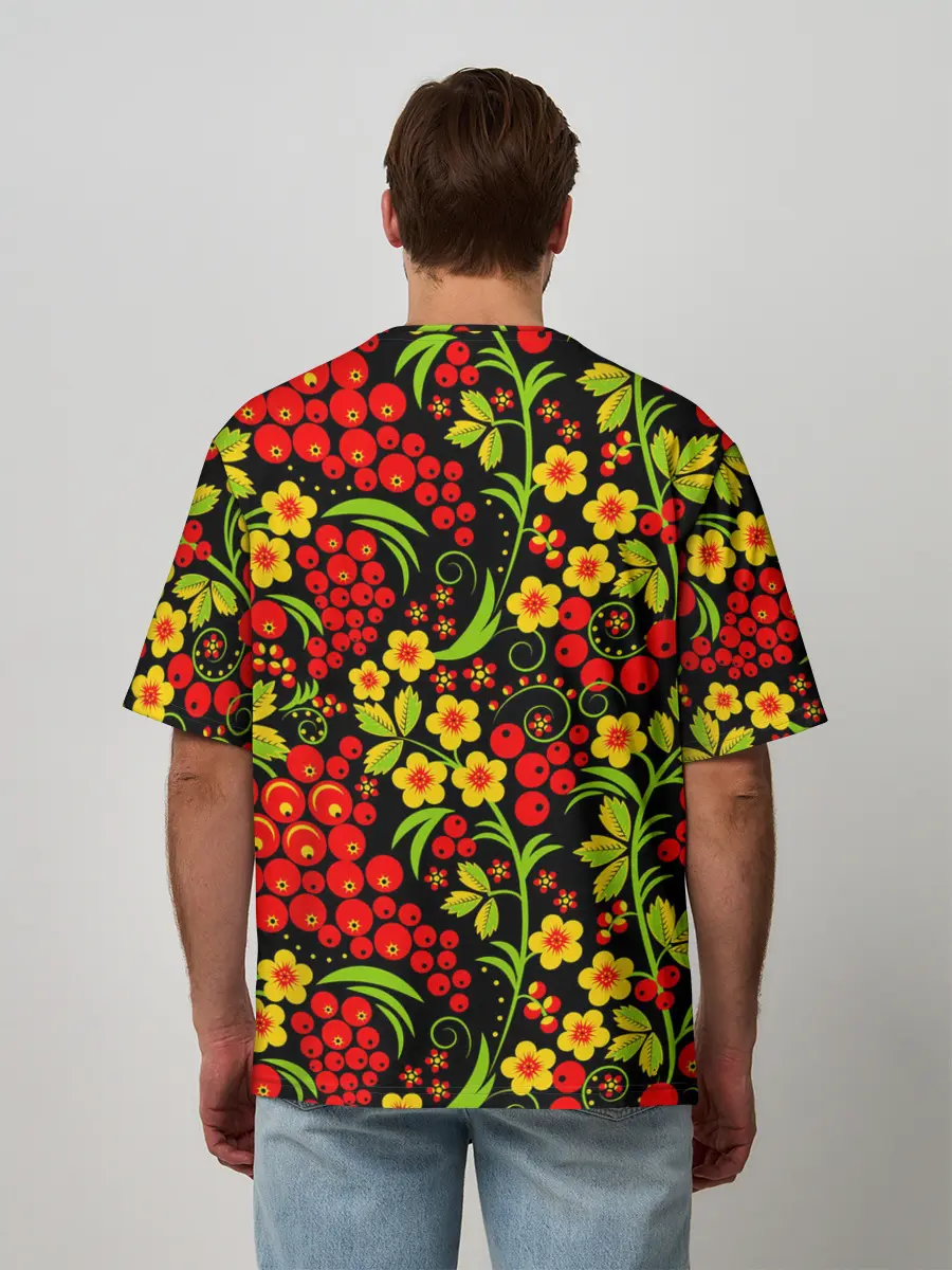 Мужская футболка оверсайз / Хохлома