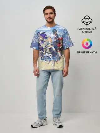Мужская футболка оверсайз / Genshin Impact: Ци Ци.