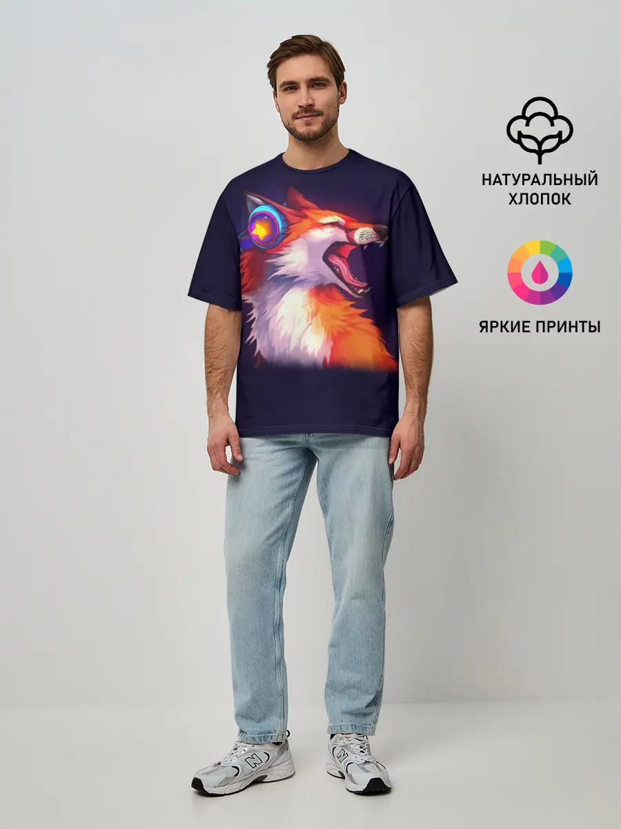 Мужская футболка оверсайз / Лиса