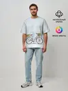 Мужская футболка оверсайз / акварельный велосипед