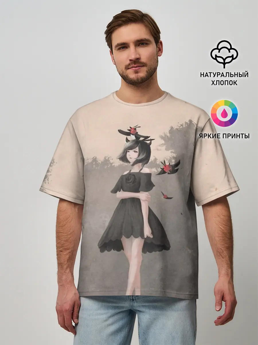 Мужская футболка оверсайз / Secre Swallowtail