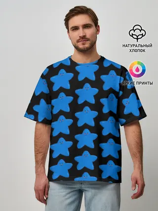 Мужская футболка оверсайз / улыбка звезды