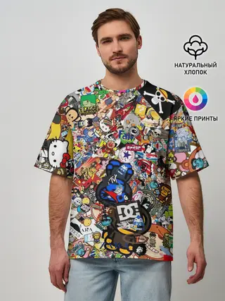 Мужская футболка оверсайз / Стикеры