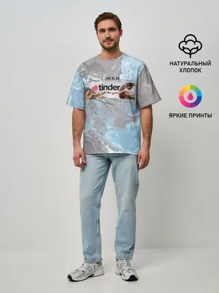 Мужская футболка оверсайз / Find me on Tinder | Тиндер