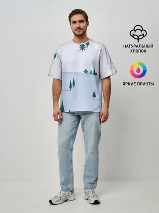 Мужская футболка оверсайз / Snow 1