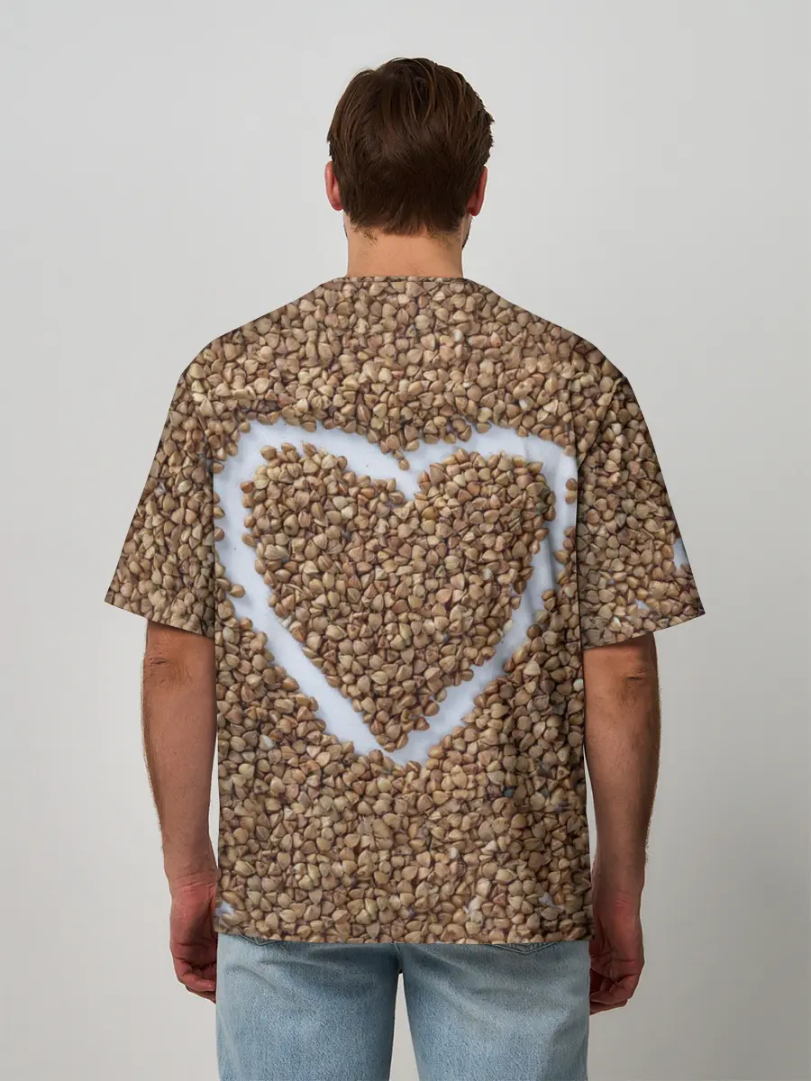 Мужская футболка оверсайз / i love гречка