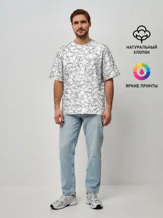 Мужская футболка оверсайз / Белые мыши