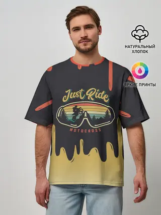 Мужская футболка оверсайз / Just Ride MOTOCROSS | МОТОКРОСС