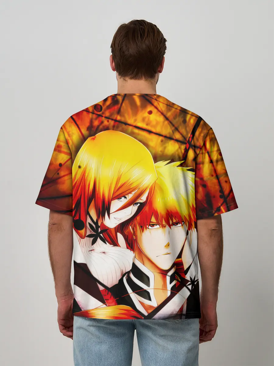 Мужская футболка оверсайз / Ичиго Куросаки и Орихиме Иноуэ