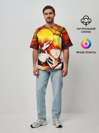 Мужская футболка оверсайз / Ичиго Куросаки и Орихиме Иноуэ