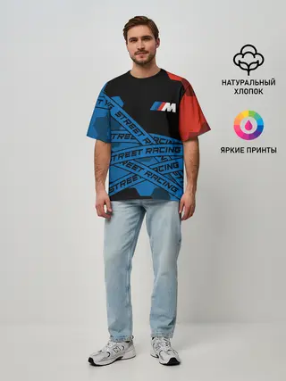 Мужская футболка оверсайз / BMW - Racing