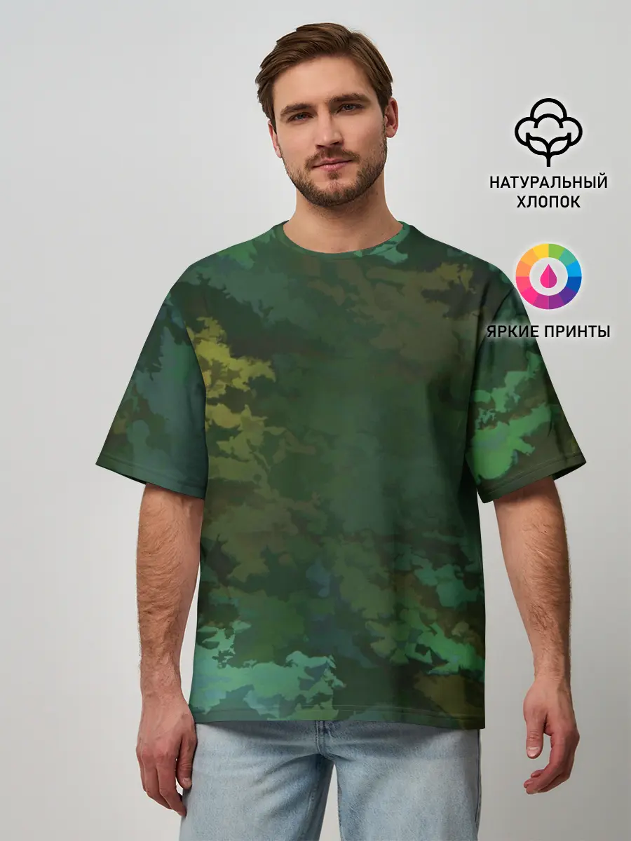 Мужская футболка оверсайз / Армейский Камуфляж | Ранний