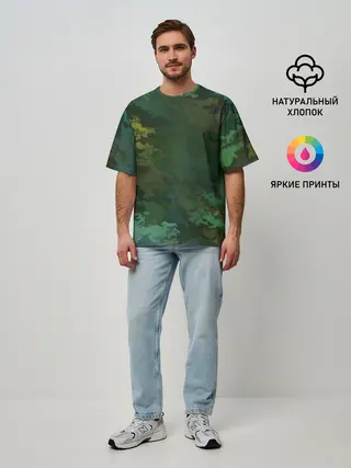 Мужская футболка оверсайз / Армейский Камуфляж | Ранний