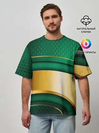 Мужская футболка оверсайз / GREEN GOLD 3D
