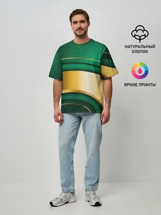 Мужская футболка оверсайз / GREEN GOLD 3D