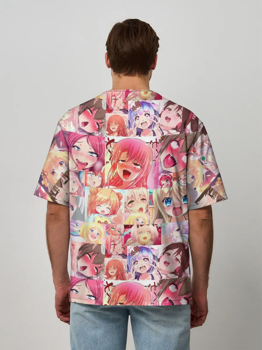 Мужская футболка оверсайз / Ahegao Color