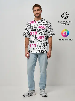 Мужская футболка оверсайз / ИГРА В КАЛЬМАРА, ЧИСЛА ИГРОКОВ