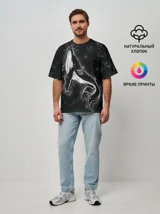 Мужская футболка оверсайз / Космический Кит