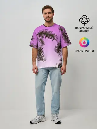 Мужская футболка оверсайз / Тропический Закат