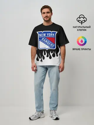 Мужская футболка оверсайз / Нью-Йорк Рейнджерс