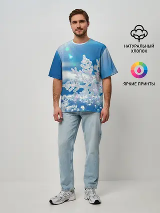 Мужская футболка оверсайз / Снег