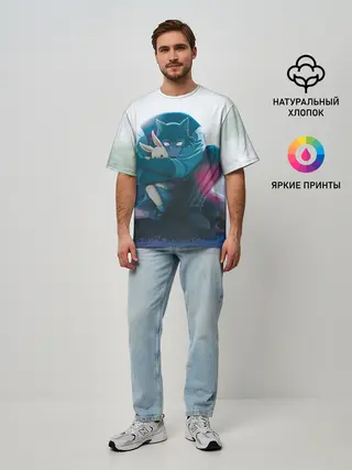 Мужская футболка оверсайз / Легоси Хару крупный принт