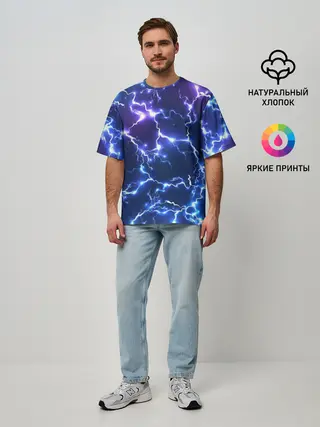 Мужская футболка оверсайз / Молнии | Flash