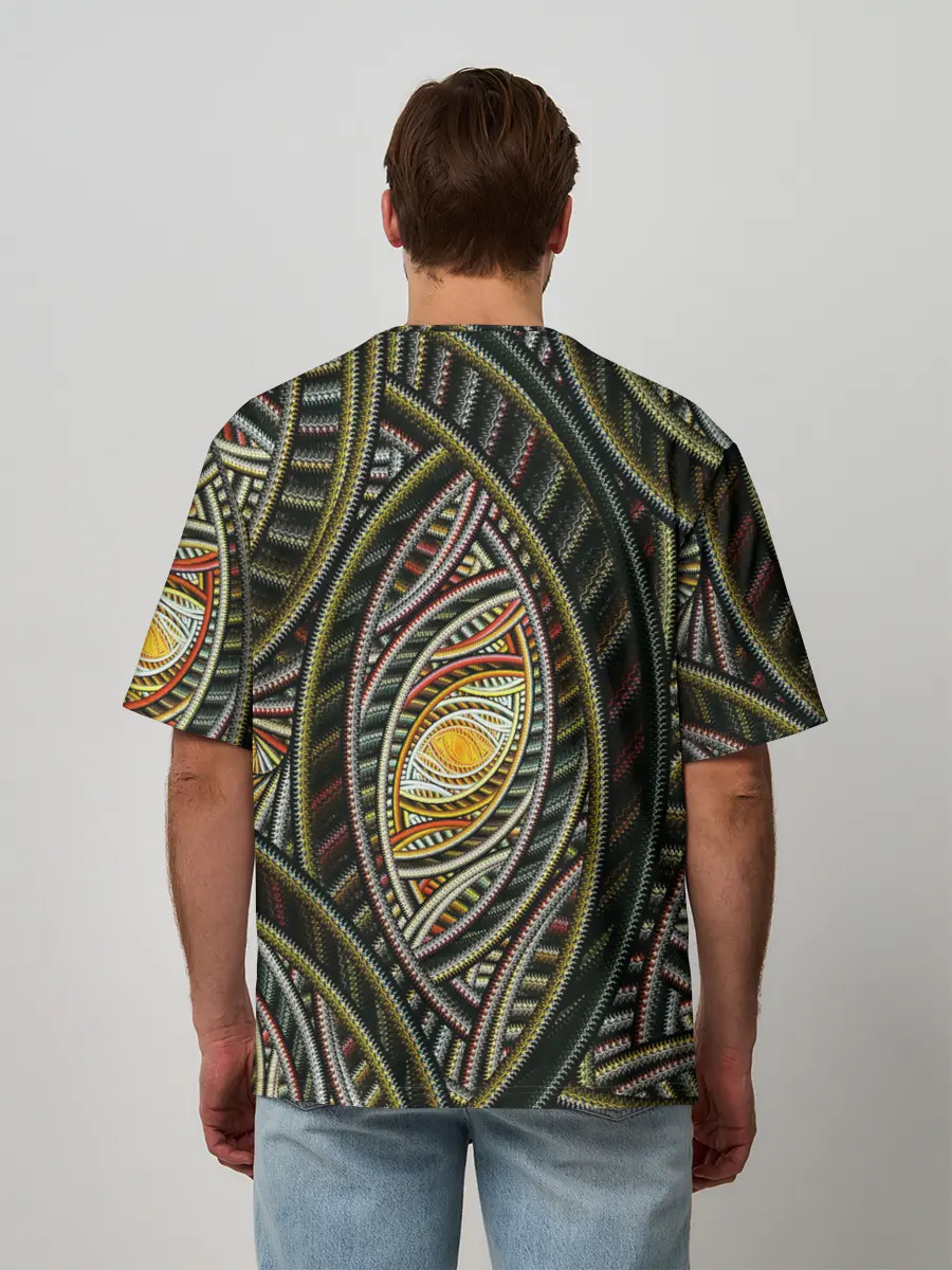 Мужская футболка оверсайз / Абстракция глаз узор линии