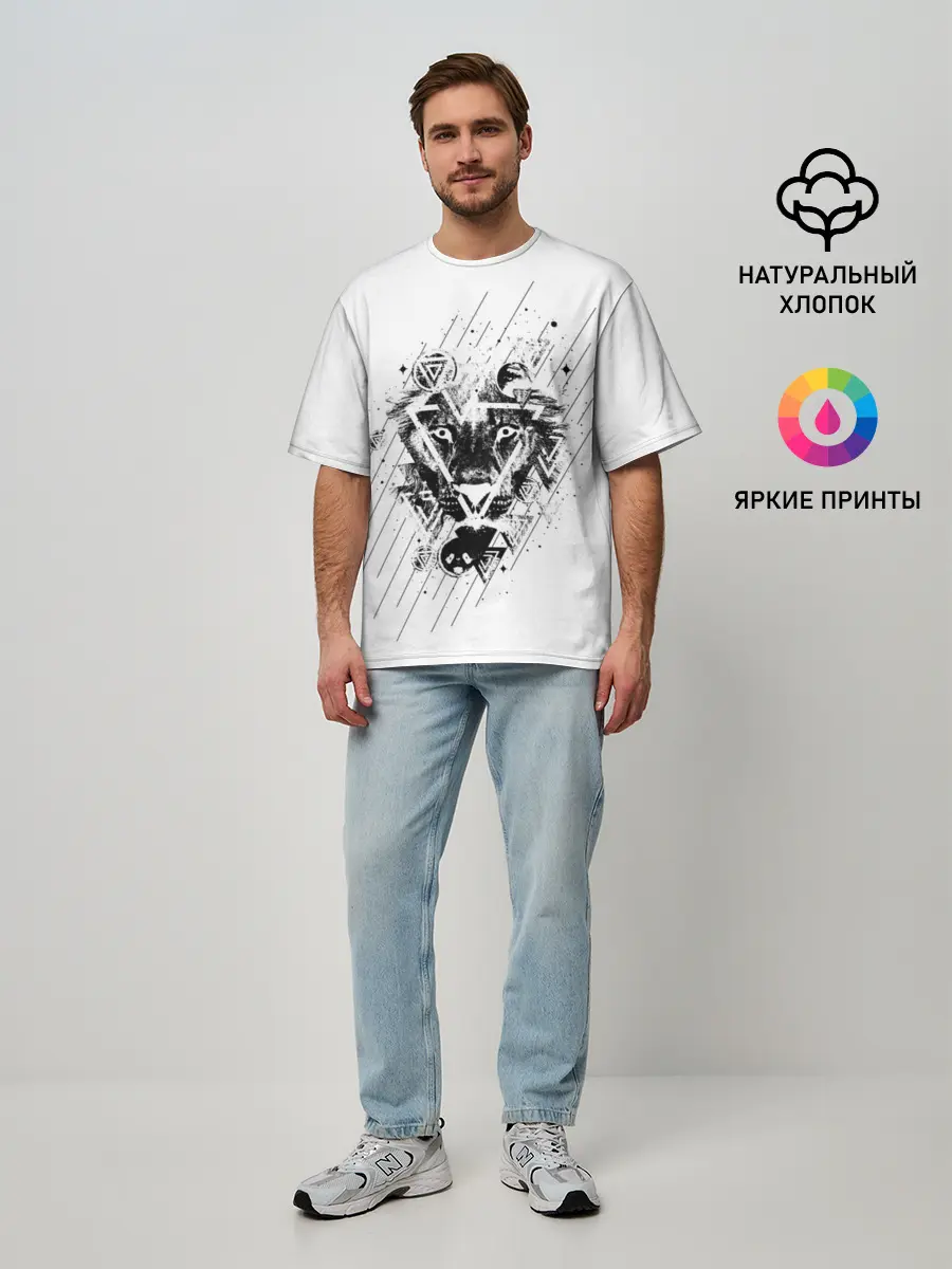 Мужская футболка оверсайз / Лев