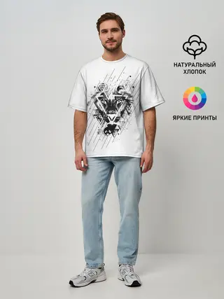 Мужская футболка оверсайз / Лев