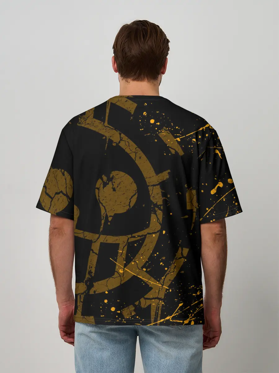 Мужская футболка оверсайз / ВАН ПИС ПИРАТЫ ЖЁЛТЫЙ ЛОГО