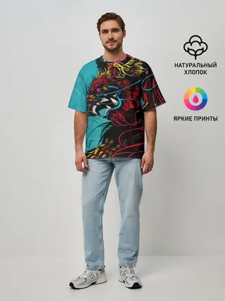 Мужская футболка оверсайз / Дракон | Dragon