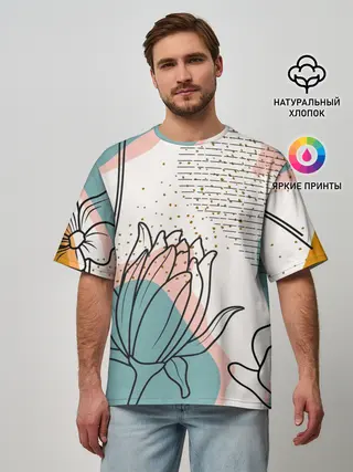 Мужская футболка оверсайз / Цветы