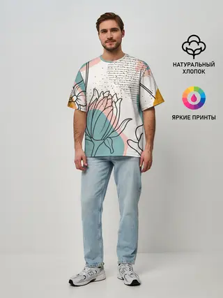 Мужская футболка оверсайз / Цветы