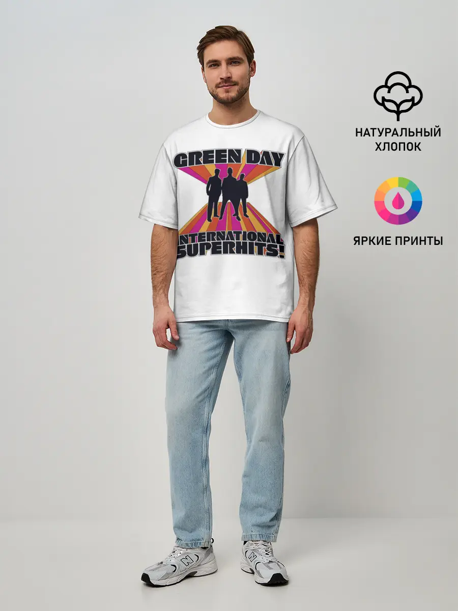 Мужская футболка оверсайз / International Superhits! Green Day