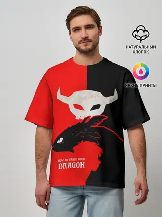 Мужская футболка оверсайз / ночная фурия