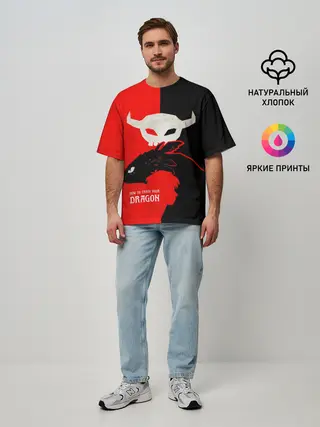 Мужская футболка оверсайз / ночная фурия