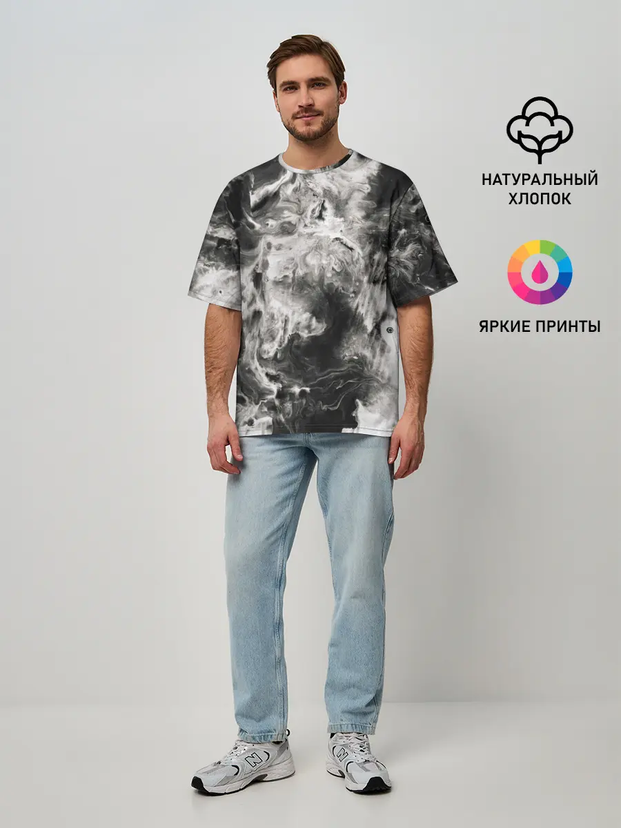 Мужская футболка оверсайз / Мрамор
