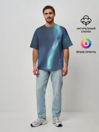 Мужская футболка оверсайз / Северное Сияние