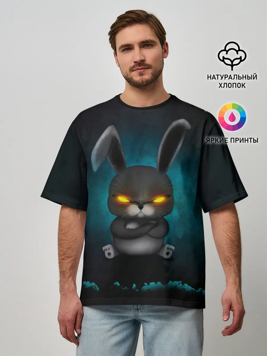 Мужская футболка оверсайз / NEON HARE