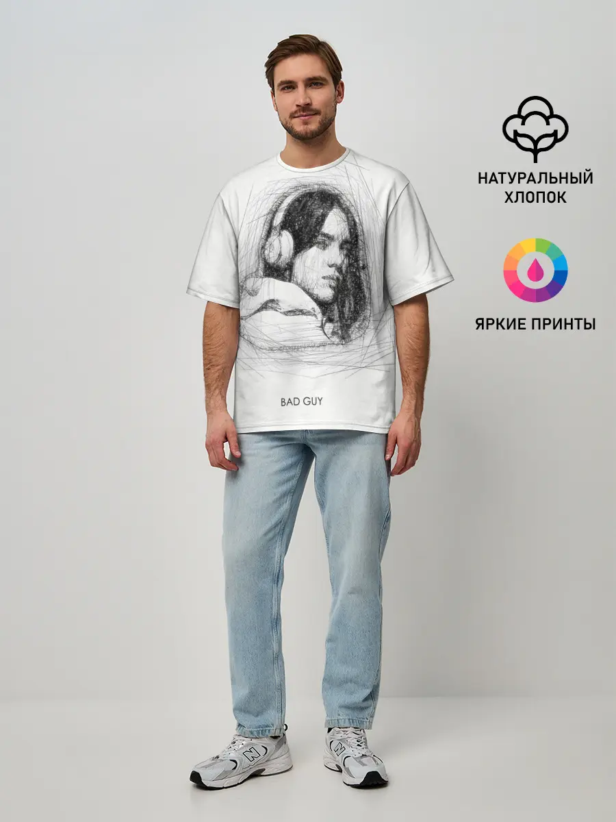 Мужская футболка оверсайз / Billie Eilish