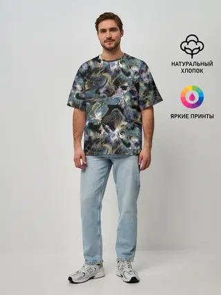 Мужская футболка оверсайз / Узор для рыбака