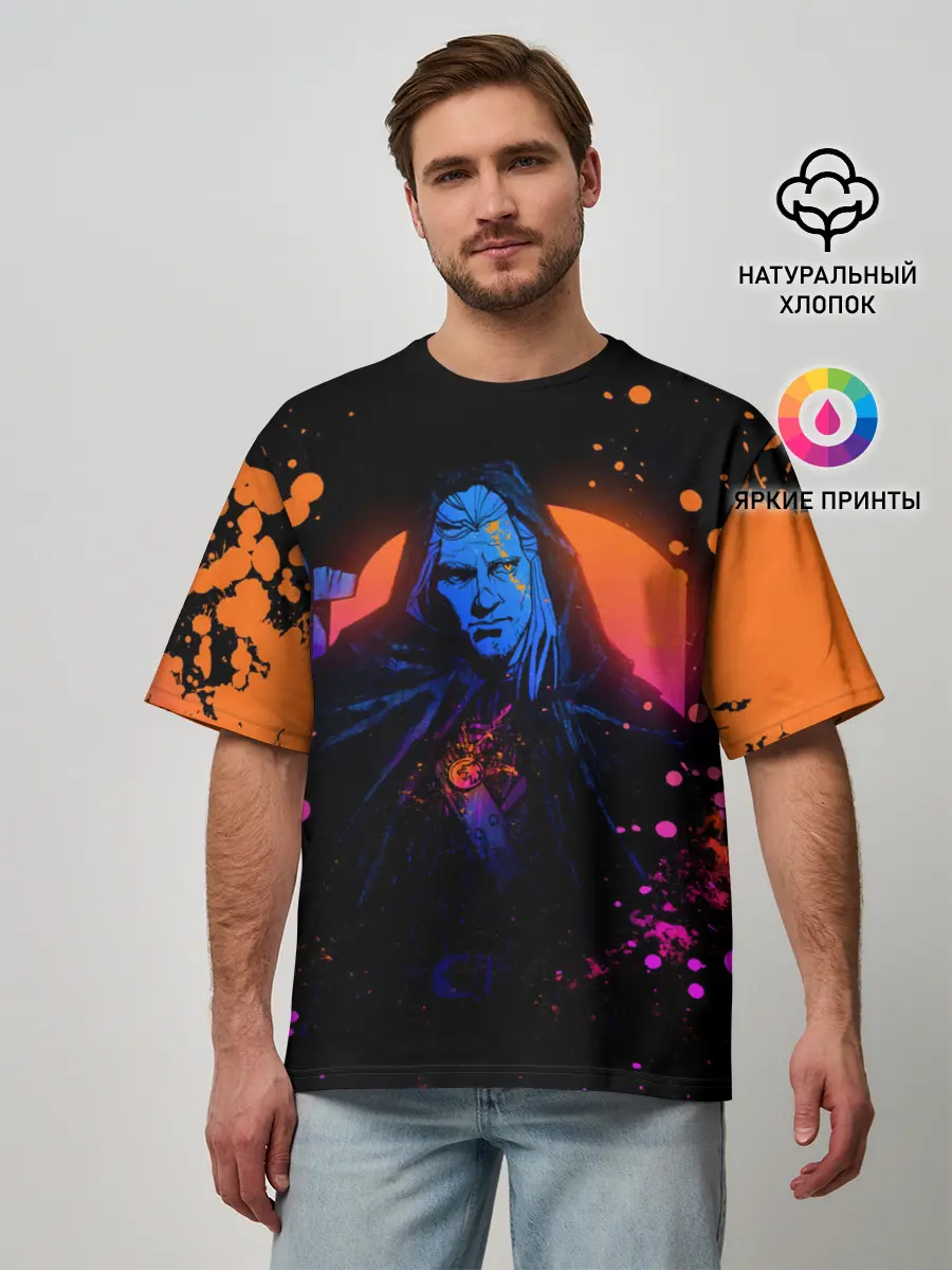 Мужская футболка оверсайз / Ведьмак в таверне