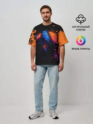 Мужская футболка оверсайз / Ведьмак в таверне