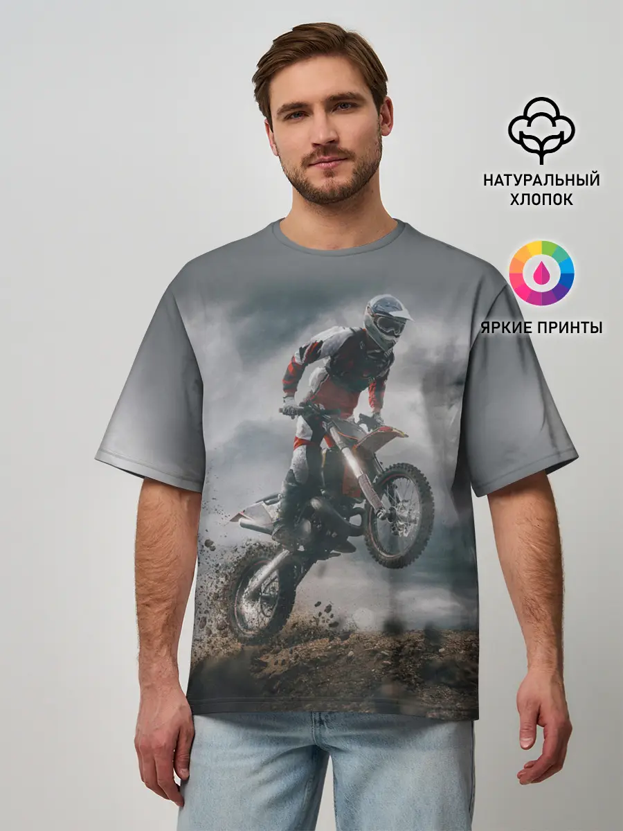 Мужская футболка оверсайз / МОТОКРОСС КТМ | MOTOCROSS KTM