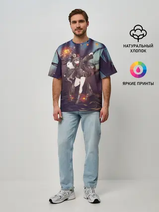 Мужская футболка оверсайз / Ху Тао