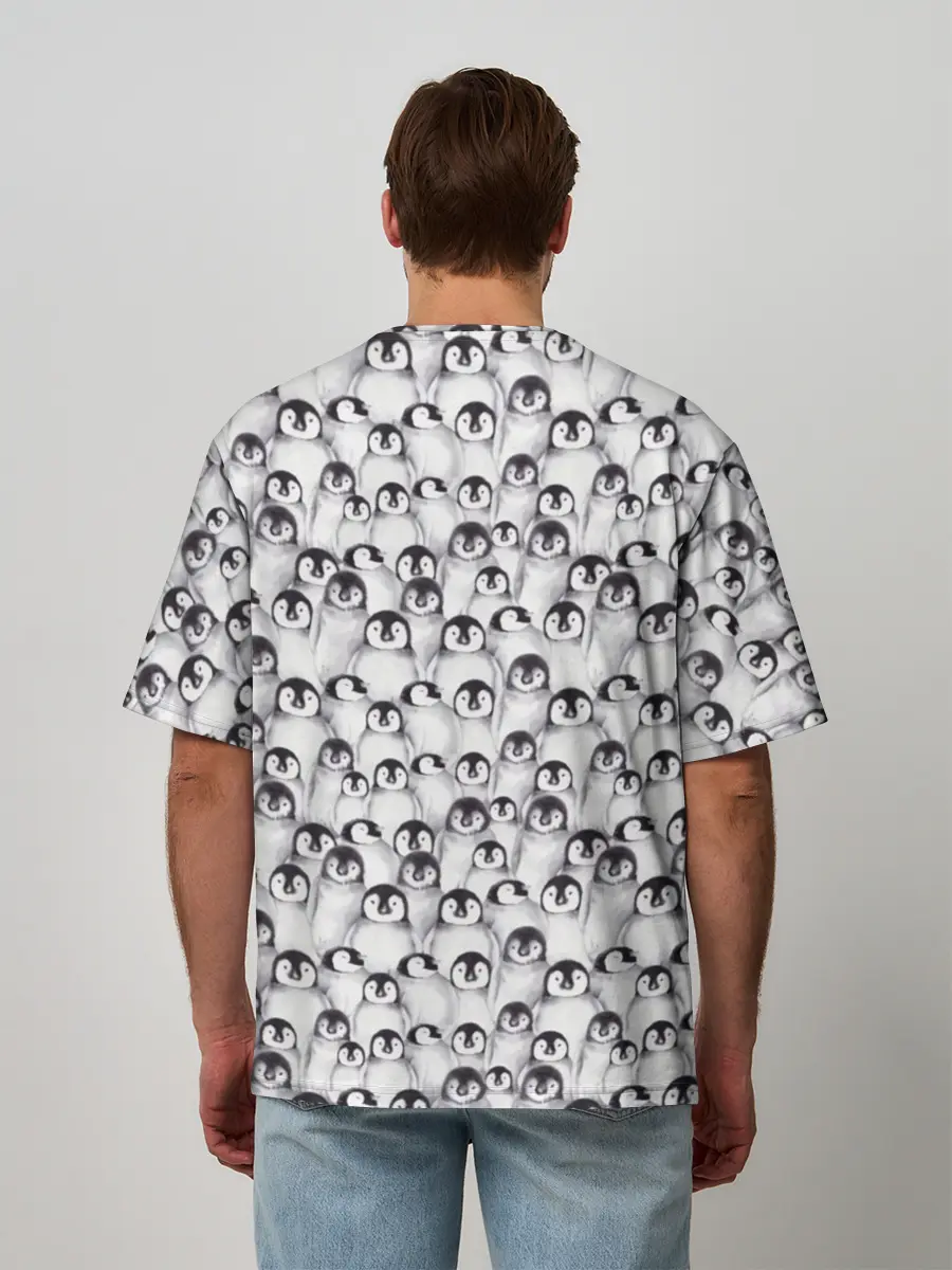 Мужская футболка оверсайз / Пингвинчики