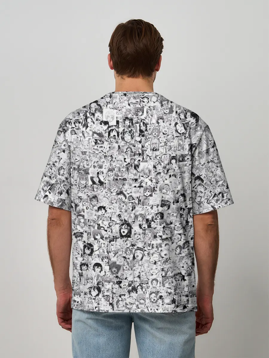 Мужская футболка оверсайз / Череп из ахегао