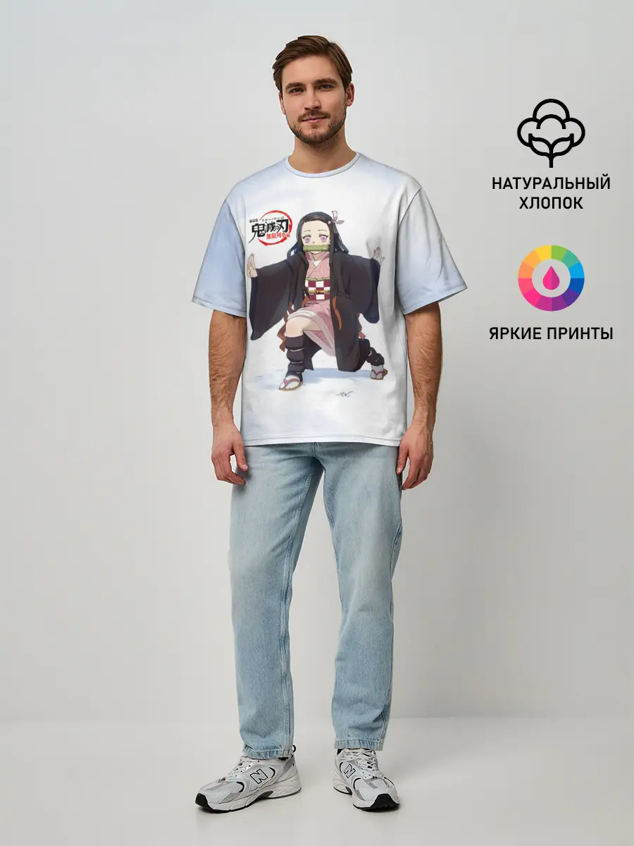 Мужская футболка оверсайз / Nezuko Kamado Kimetsu no Yaiba