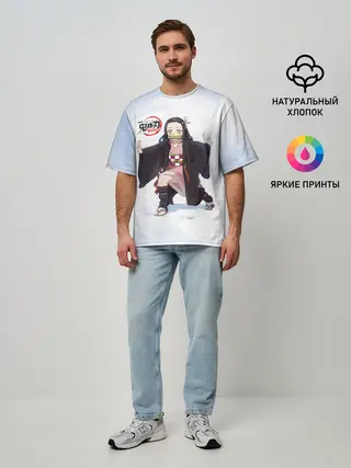 Мужская футболка оверсайз / Nezuko Kamado Kimetsu no Yaiba